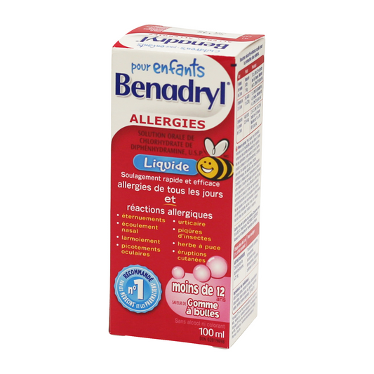 LIGHTHOUSE™ Benadryl Enfant 6,25 mg/5 ml Bubble Gum 100 ml, 1 liquide/boîte