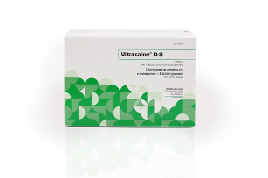 Ultracaine® D-S Regular Articaine HCI 4% w/ 1:200,000 Epi (Green), 100x1.8ml Carp/Bx