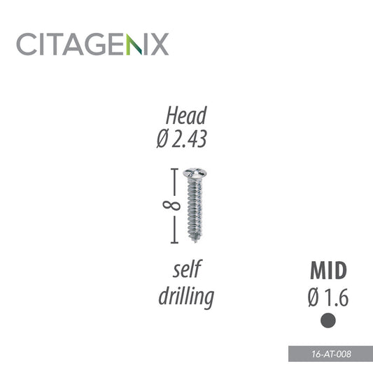 Mid Auto-Screw 1.6x8 mm, 1 screw/Sachet 16-AT-008