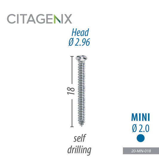 Mini Screw 2.0x18 mm, 1 screw/Sachet 20-MN-018