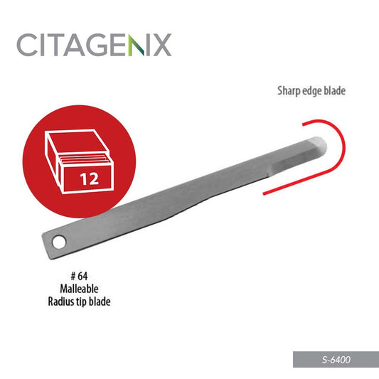 Lame à bord tranchant et à pointe arrondie #64, (malléable), 12 lames/boîte S6400