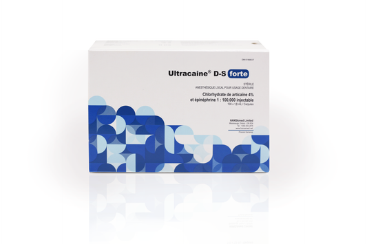 Ultracaine® DS Forte Articaine HCI 4% avec 1:100 000 Epi (Bleu), 100x1,8ml Carpe/Bte