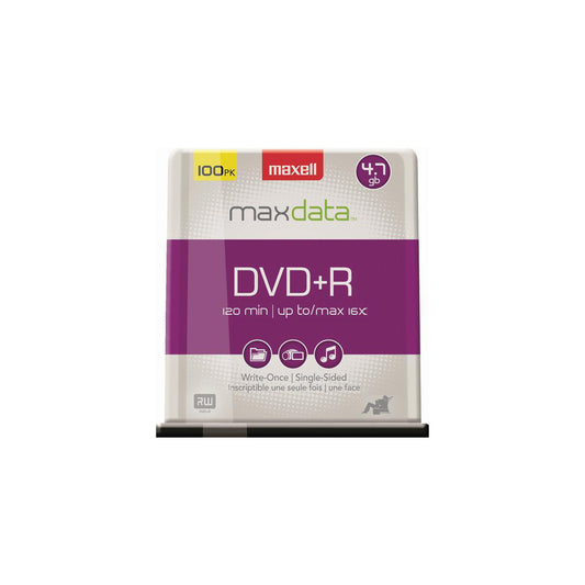 Support DVD+R enregistrable Maxell - 4,7 Go - paquet de 100