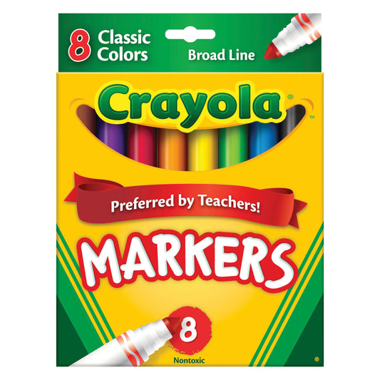 Marqueurs non lavables à lignes larges Crayola, couleurs assorties, paquet de 8