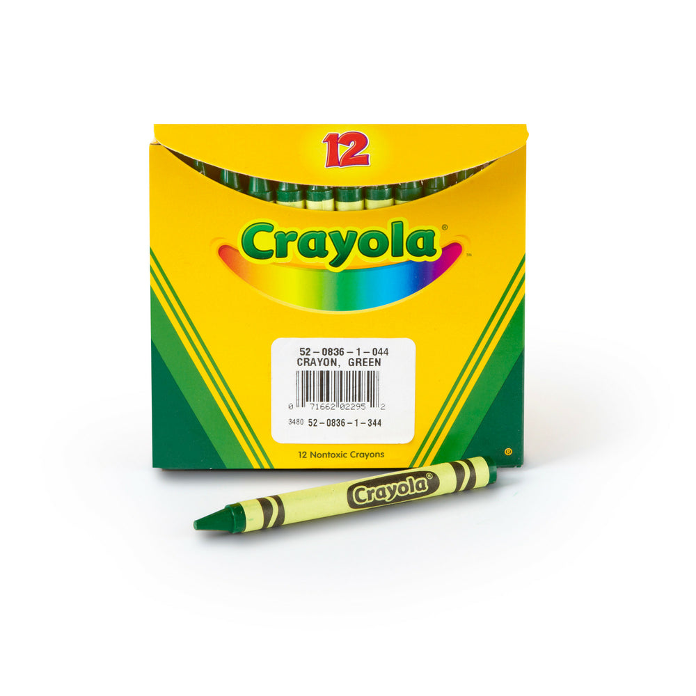 Crayons de couleur Crayola de taille régulière, vert, paquet de 12