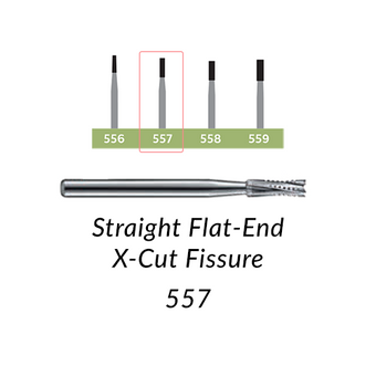 Fraises au carbure. FG-557 Fissure X-Cut droite à bout plat. Clinique Paquet de 100/sac