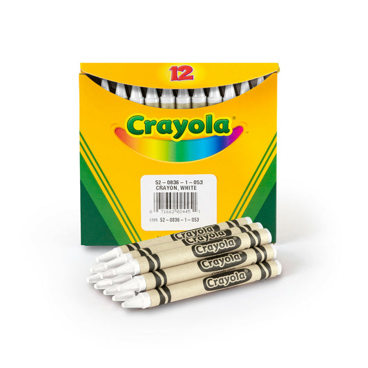 Crayons de couleur Crayola de taille régulière, blancs, paquet de 12