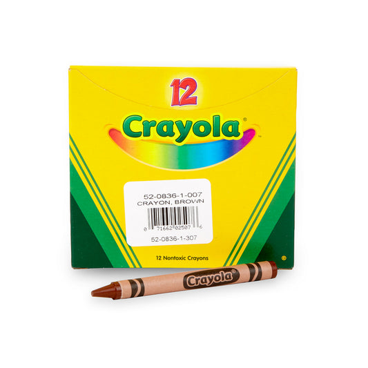 Crayons de couleur Crayola de taille régulière, marron, paquet de 12