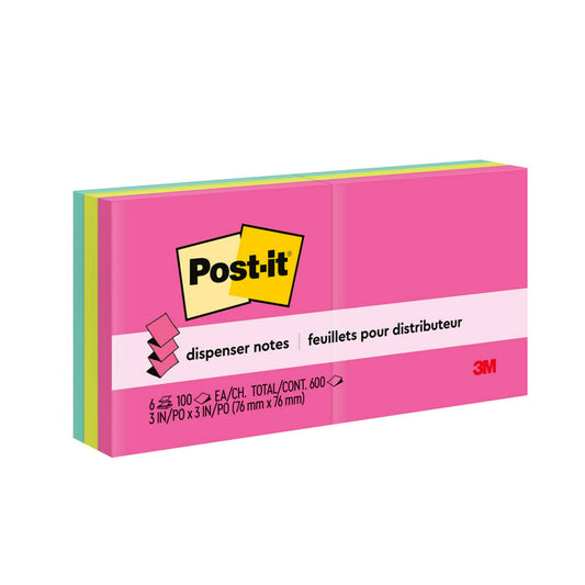 Notes pour distributeur pop-up Post-it - 3" x 3" - Collection Poptimistic - 600 feuilles - paquet de 6