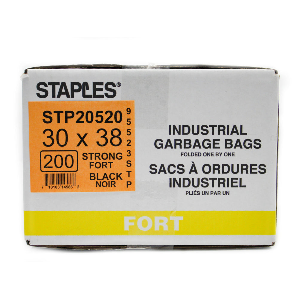 Staples - Sacs à déchets solides, noirs, 30 po x 38 po, paq./200