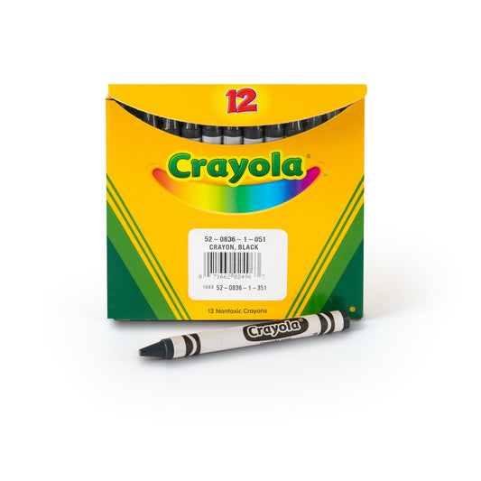 Crayons de couleur Crayola de taille régulière, noirs, paquet de 12