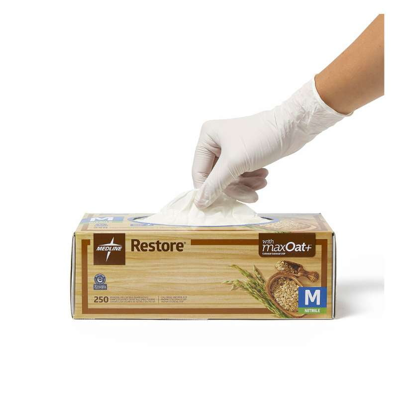 Medline Restore Powder-Free Nitrile Exam Gloves with Oatmeal - D2D HealthCo.