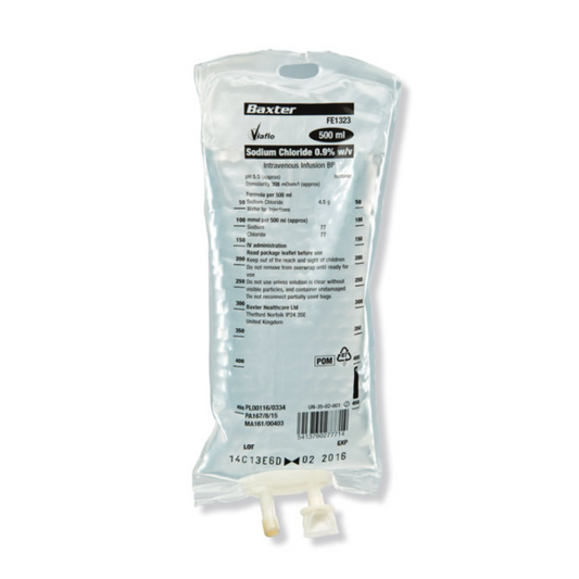 SACHET DE SOLUTIONS IV BAXTER NORMAL SALINE (0,9 % CHLORURE DE SODIUM) - CAISSE