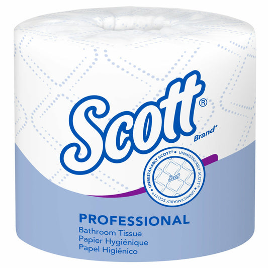 Papier hygiénique en rouleau standard Scott Professional - avec design surélevé - 2 épaisseurs - Rouleaux emballés individuellement - Blanc - paquet de 40