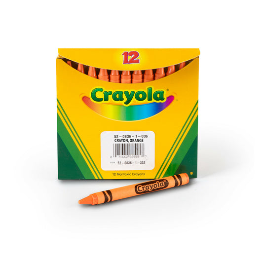 Crayons de couleur Crayola de taille régulière, orange, paquet de 12