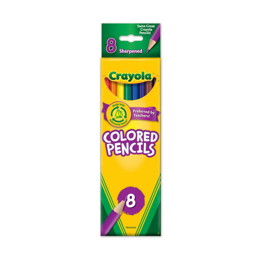 Crayons de couleur pré-taillés Crayola, couleurs assorties, paquet de 8