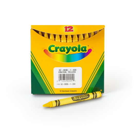 Crayons de couleur Crayola de taille régulière, jaune, paquet de 12