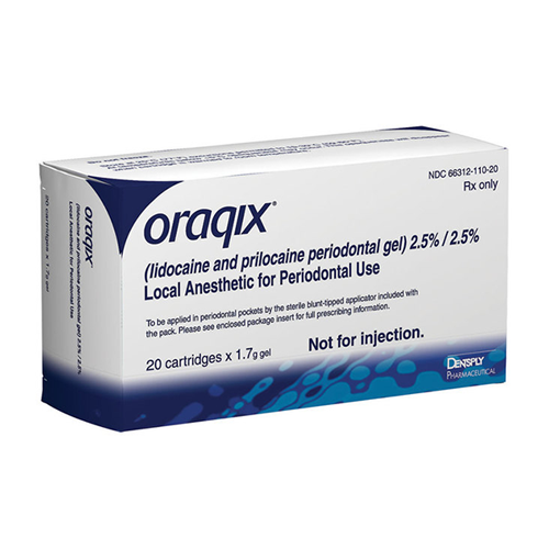 Gel parodontal Oraqix, cartouches de lidocaïne à 2,5 % et de prilocaïne à 2,5 % 20/bte