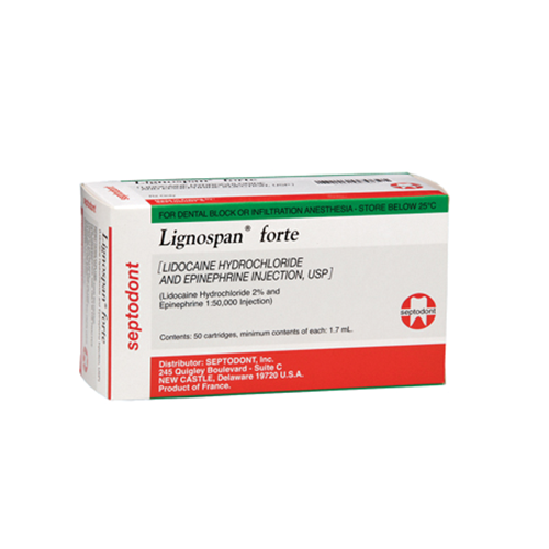 Lignospan Forte Lidocaïne 2% 1:50 000 EPI 50/boîte