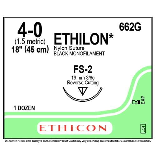 Ethicon Sutures. 4/0, 18" Ethilon Black Nylon Suture. 12/bx - D2D HealthCo.