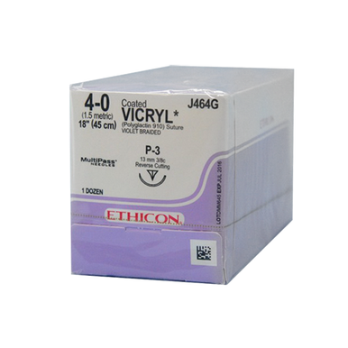 Ethicon Vicryl 4/0, sutura absorbible trenzada violeta de Vicryl revestida de 18'