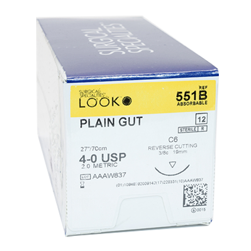 Sutures. Gut simple. 551B 4-0 27" C-6 3/8 Cercle 19mm 12/Pk