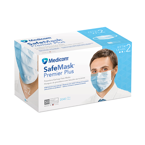 Masque contour d'oreille SafeMask Premier Elite, 50/boîte, bleu, niveau 2