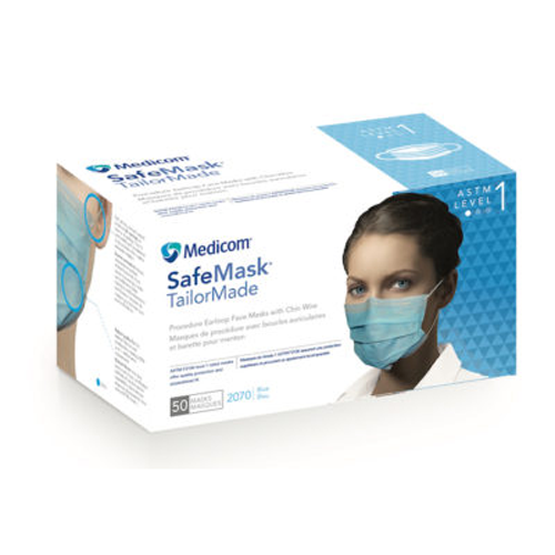 Masque contour d'oreille sur mesure SafeMask Bleu Niveau 1 50/boîte